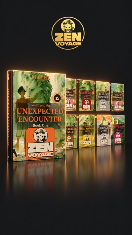 ZENVOYAGE &mdash; the eight books, Book One standing open