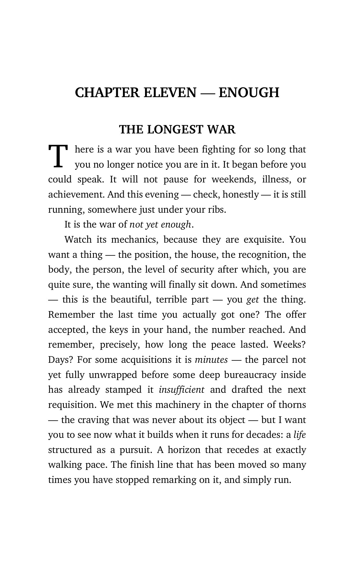 Chapter eleven opens — the longest war