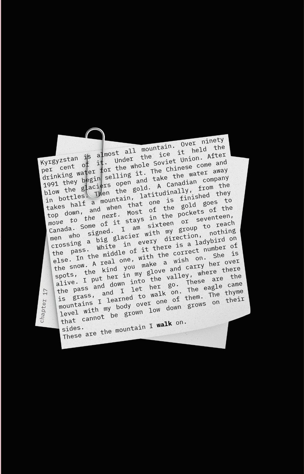 Between the chapters, a card of her own — chapter seventeen